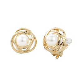 Traveller Women's Ear Clip White 10 mm Pearl, Titanium, Created Pearl