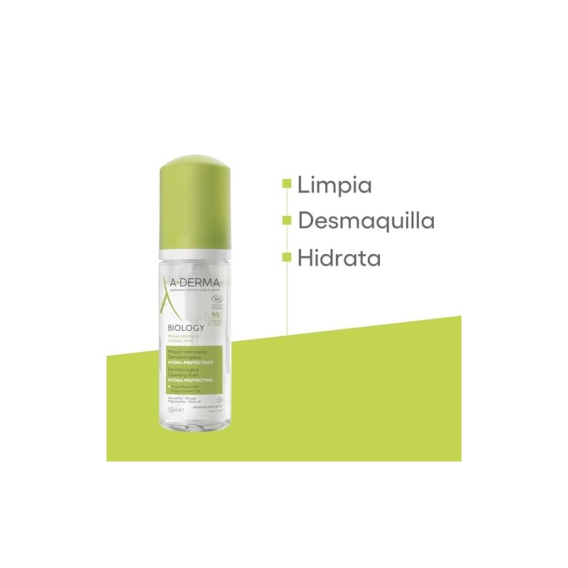 Aderma Biology Espuma Limpiadora Hidratante Facial Ingredientes Naturales 150ml