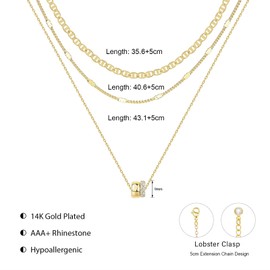 FloralGrace 1 Stück Schichtige Rondelle Hängler Goldkette Damen, Trendige Matrosen Kette, Zierliche Kreis Rondelle Hängler Choker Halskette, Zweifarbiges Kubizirkon Gold