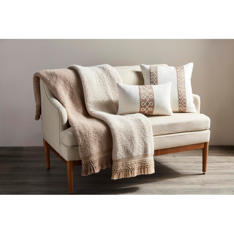 Mud Pie Tassel Throw Blanket, Cream, 60" x 60"