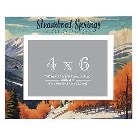 R and R Imports Steamboat Springs Colorado Design B Souvenir Wooden Photo Frame Matted 4 x 6 Inch Single