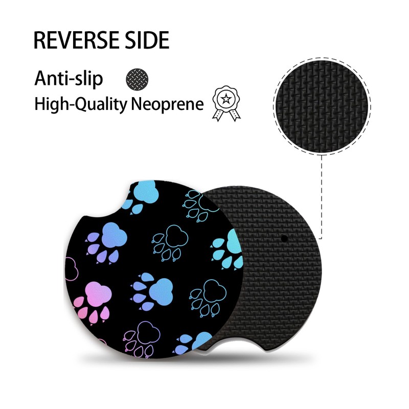 Absorbent Car Coasters for Cup Holders, 2 Pack Universal Neoprene