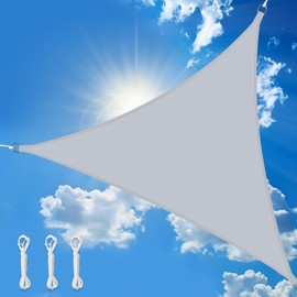 wiipara Triangle, Waterproof Sun Protection Awning with 95% UV Protection, Rain Protection, Premium Polyester Awning for Balcony, Patio, Garden, 3.6 x 3.6 x 3.6 m (Light Grey)