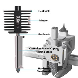 Mini kit de actualización de hotend A1, kit de bloque de calefacción de extremo caliente con boquilla de acero endurecido de 0,6 mm y calcetines de silicona para Bambu Lab A1/A1 Mini