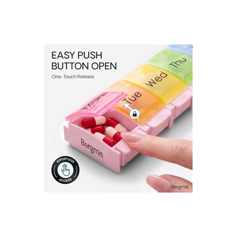 Premium Pill Organiser 7 Day Monday Start, Weekly Pill Box,