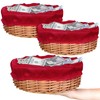 Hushee 3 Pack 9.1 Inch Round Offering Baskets for Church Wicker Offering Basket with Removable Liner Rattan Bowls Wicker Woven Bread Container for Church Receiving Gift(Red Liner)