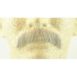 MATS Basic Character Moustache LIGHT GREY - 100% Human Hair - Spirit Gum Included - no. 2015 - REALISTIC! Perfect for Theater - Reusable!