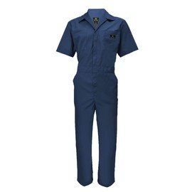 Natural Uniforms Mens Short Sleeve Zip Up Coverall, Stain and Wrinkle Resistant (Navy, Medium)