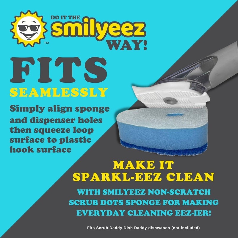 Smilyeez Blue Dotted Non-Scratch Scrubbing Sponge Refill for use with