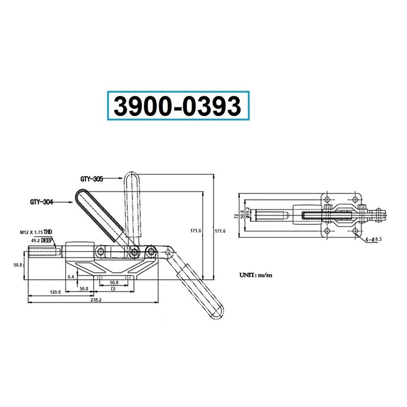 HHIP 3900-0393 Push and Pull Clamp with 90 Degree Handle