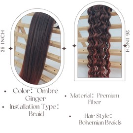 Ginger Ombre Braiding Hair Pre stretched for Bob Boho Braids Pre stretched Boho Braiding Hair