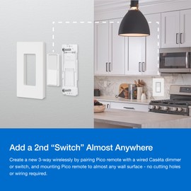 Lutron Claro Smart Switch 3-Way Kit for Caseta Smart Lighting, Includes Wall Plate, Pico Paddle Remote, and Bracket, Neutral Required, DVRF-PKG1S-WH