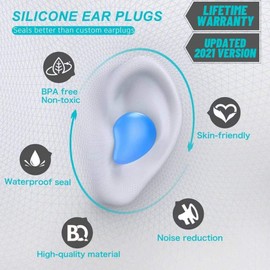 [Latest 2021] Ear Plugs for Sleeping Swimming, 8 Pair Reusable Silicone Moldable Noise Cancelling Earplugs for Shooting Range, Swimmers, Snoring, Concerts, Airplanes, Travel, Work, Studying