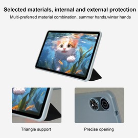 zZjoOoj Case for Teclast T60 Plus (2024 12 Inch) Tablet Case, Ultra Thin PU Leather Folio Folding Soft TPU Back Cover Folding Stand Protective Case, Matt Transparent Back, Thin and Light - Black