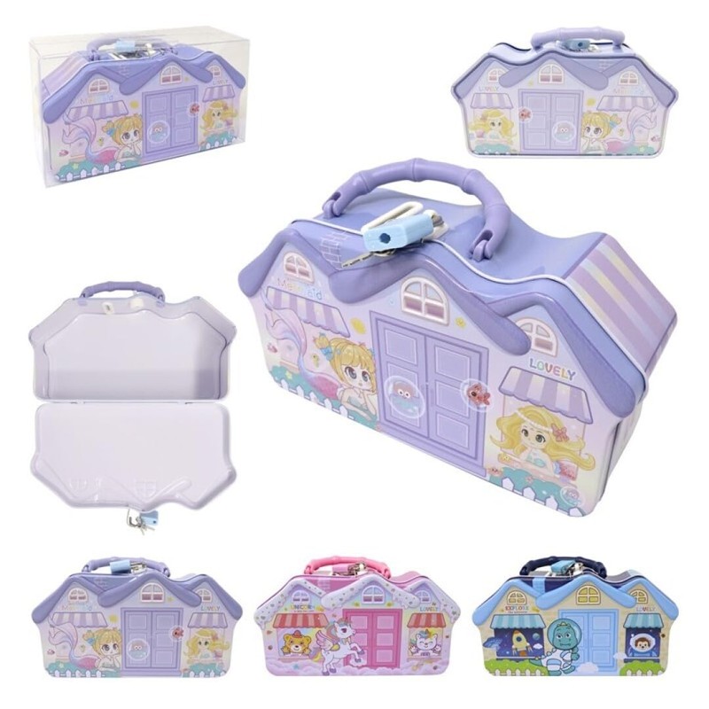 Funny Metal Money Box with Lock and Key, Large Size