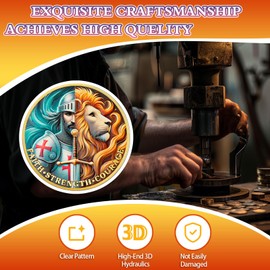 Lion & Knights Templar Coin, Christian Challenge Coin - Armor of God Medallion, Religious Cross Pocket Token, Bronze Christian Gifts for Men Women