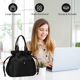 BEFIVECOK - Bolsa de almuerzo aislada para mujeres y niñas, bonitas loncheras de gran capacidad, bolsas de almuerzo de nailon impermeables para niñas, mujeres, trabajo, oficina, picnic, adecuado para