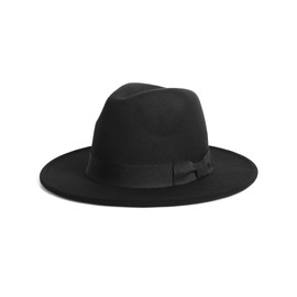 Zylioo XS-XXL Panama Hat Made of Felt for Men and Women, Fedora Felt Hat with Wide Brim, Winter Classic Trilby Hat with Belt Buckle, Band-Black