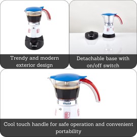 Imusa Special Edition Electric Cuba/Domino themed Espresso Maker, 3 or 6 Cups, White, Red, Blue