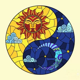 Fashion Jewelry New SUN MOON YIN YANG ART pendant Sterling 925 plated Silver 22" necklace Gift