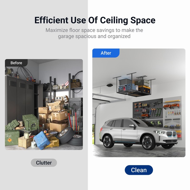 FLEXIMOUNTS 2x3FT Garage Storage Rack Overhead, Adjustable Ceiling Storage Racks,