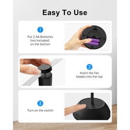 Edvision 4Pack Food Fan for Table, AA Battery Powered Food Fan, Portable Fan with Flexible Gooseneck and Soft Blades, Soundless Table Fan for BBQ, Picnic, Party, Patio, Kitchen and Restaurants, Black