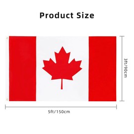 Canada Flag, Premium Canadian Flag 3Ftx5Ft, Double Stitched Polyester Maple Leaf Canadian Flags with Brass Grommets Canada Flags for Outdoor Indoor - Canada Day Decorations