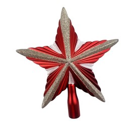 Heyiwell Red Matte Painted Christmas Tree Topper,Star Tree Topper for Christmas Tree, Holiday or Home Decorations 8" X 9"Inch