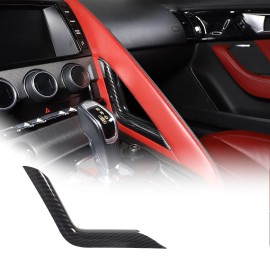 carcartrim-2022 Carbon fiber Look Gear Shift Side Strip Cover For Jaguar F-TYPE 2013-24