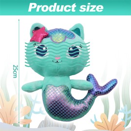 BAISHUWU Gabby's Cuddly Toy, Gabby's Cuddly Toy, Gabby's Cartoon Plush Toy, Gabby's Mermaid Plush, Gabby's Plush Toy Cat, Gabby's Dolhouse Plush, for Children's Party Gifts for Birthday