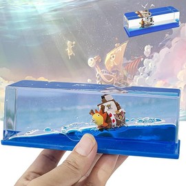 Ghost Ship Black Pearl Ship In A Bottle Fluid Liquid Drift Bottle Living Room Decoration Gift Float Ornaments,Unsinkable Boat in a Box gifts boyfriend  gifts Husband - Color: THOUSAND SUNNY