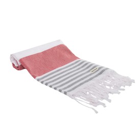 Blue Beach Turkish Towel - 100x180cm Large Turkish Hammam Peshtemal Towel - Super Absorbent, Quick Dry, Lightweight, Compact Towels for Swimming, Bath, Yoga Gym, Sauna and Travel (Red, 1)