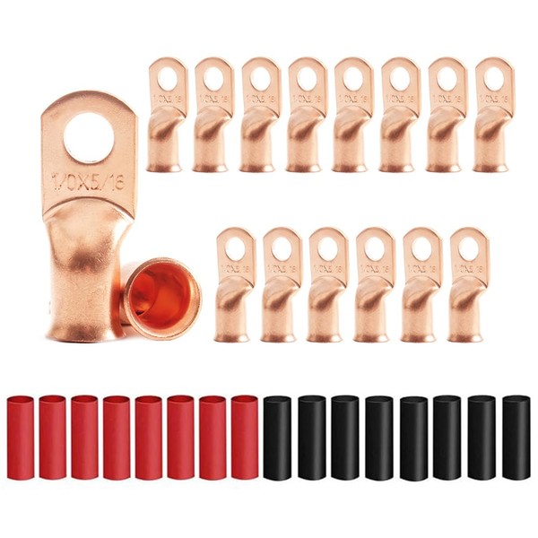 16Pcs 1/0 AWG 5/16" Stud Heavy Duty Copper Wire Lugs