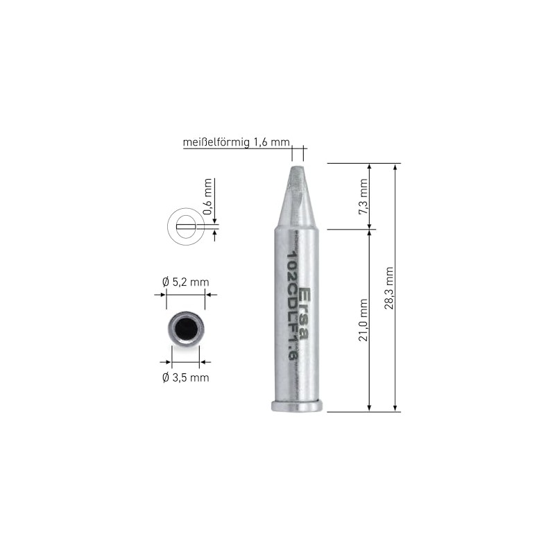 Ersa ERSADUR Angled Soldering Tip, 1,6 mm