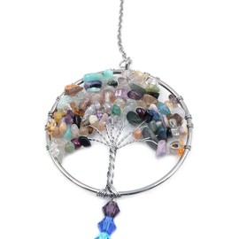 Tiardey Hanging Crystals Rainbow Wind Chime Pendant - Life Tree Crystal Pendant Rainbow for Window, Garden, Home Decoration - Colorful tree