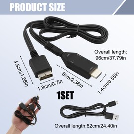 teashow PS1/PS2 HDMI Adapter Cable 62cm/24.41in HD Video Converter for PS1/PS2 Consoles Plug and Play HDMI Adapter Supports 720P/1080P Output for TV Monitor Projector