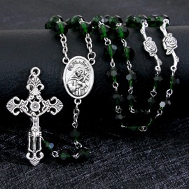 Rosary Beads Catholic for Women Gemstone Rosary Beads Necklace with Crucifix Cross Crystal Pearl Rosary Rosarios Catolicos Catholic Gifts, 8MM, Crystal, Crystal