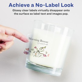 Avery Glossy Clear Arched Square Labels with Sure Feed, 2" x 2-3/16", 120 Glossy Clear Labels, Print-to-The-Edge, Laser/Inkjet Printable Labels