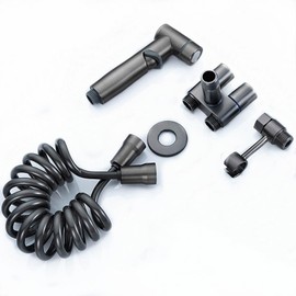 Bidet Hand Shower, Bidet Insert for Toilet, Toilet Bidet Sprayer Kit Hand Shower for Sink, 2 m Chrome Hose, Double Control Valve, Feminine Hygiene, Intimate Shower, Shower Sprayer for Pet (Grey-T)