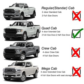 Deebior 94623Y Chrome Side Window Visor Wind Vent Deflector fit for 02-08 Dodge Ram 1500,03-09 Ram 2500&3500 Quad Cab with 2Half Size Rear Doors,4pcs Outside Mount Shade Sun Rain Guards Set