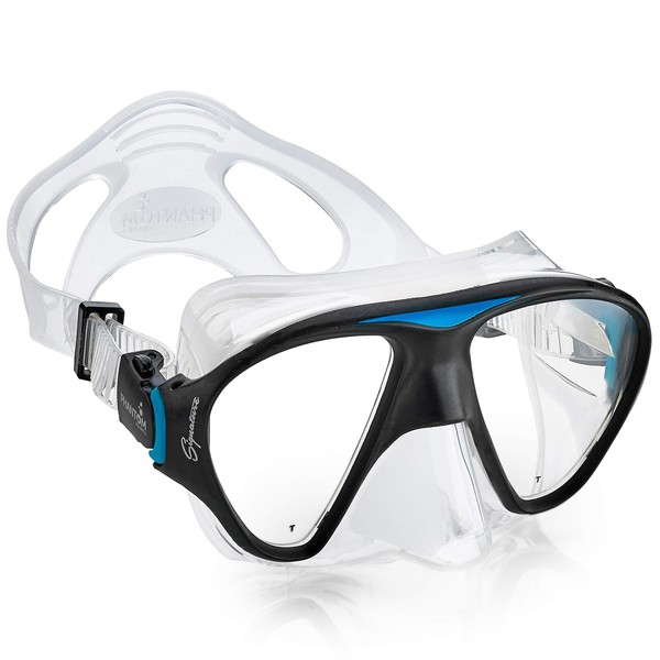 Phantom Aquatics Signature Snorkeling Diving Mask - Premium Adult Scuba Snorkeling Impact Resistant Tempered Glass Dive Mask - Aqua