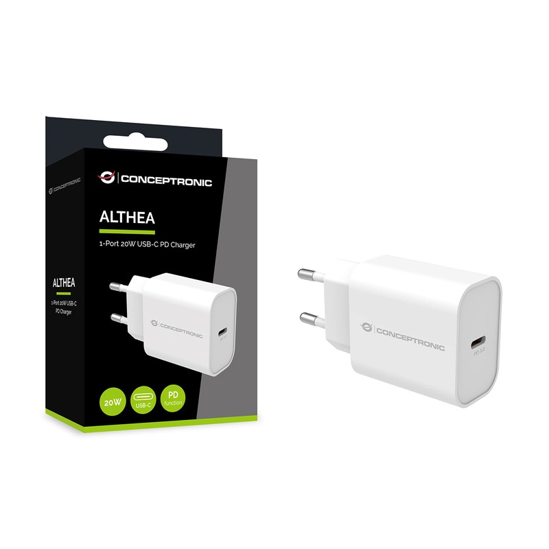 Conceptronic ALTHEA07W 1-Port 20W USB-C PD Charger White