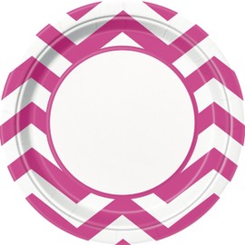 Unique Party 38585 - 23cm Hot Pink Chevron Party Plates, Pack of 8