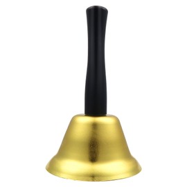 TOAOB Hand Bell Classic Hand Bell Gold Wooden Handle Table Bell Service Bells Hand Bell Reception Bell for School Dinner at Reception Hotel Service Meditation Prayer