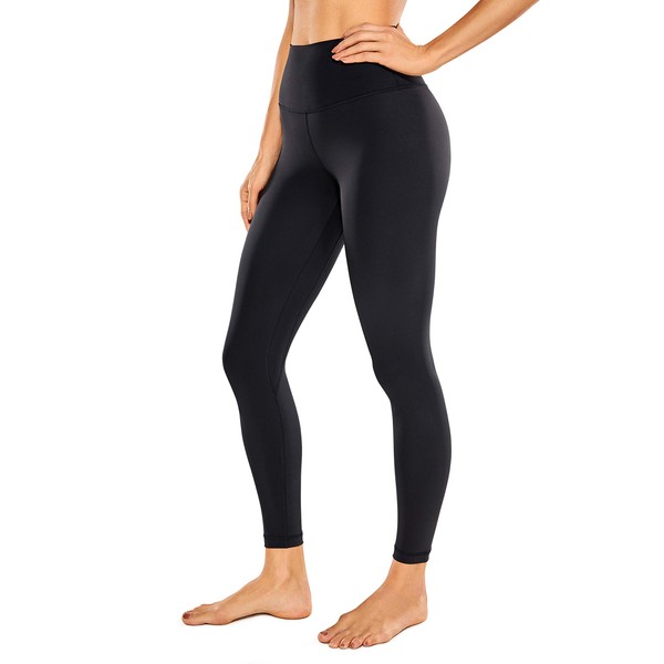 CRZ YOGA Women's Naked Feeling Yoga Pants 25 Inches - 7/8 High Waisted Workout Leggings Black Large