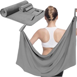 SAN KARA Toallas Deportivas de Microfibra (3 PCS) - Toallas Microfibra Secado Rápido, Ligeras para Viaje, Playa, Natación, Yoga y Gimnasio - Gris