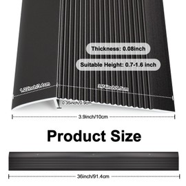 Jiekayi Aluminum Floor Transition Strip, Threshold Ramps for Doorways, Bridge The Height Less Than 1.6″, for Tile Hardwood Laminate Vinyl Concrete, Size 36 x 3.9 x 0.35in (Black，2 Pack)