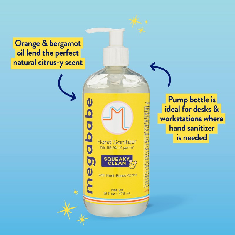 Megababe Squeaky Clean Hand Sanitizer Pump 16oz