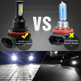 AUIMSOCO H11 LED Headlight Bulbs Kit High / Low Beam 6500K Super Bright White Lights 2x