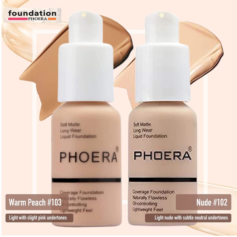 Phoera Foundation Full Coverage Makeup Set - Contains Nude &